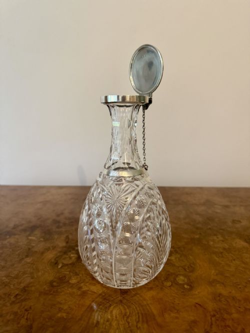 FANTASTIC QUALITY ANTIQUE EDWARDIAN SILVER COLLAR DECANTER - ADDITIONAL PHOTO 2