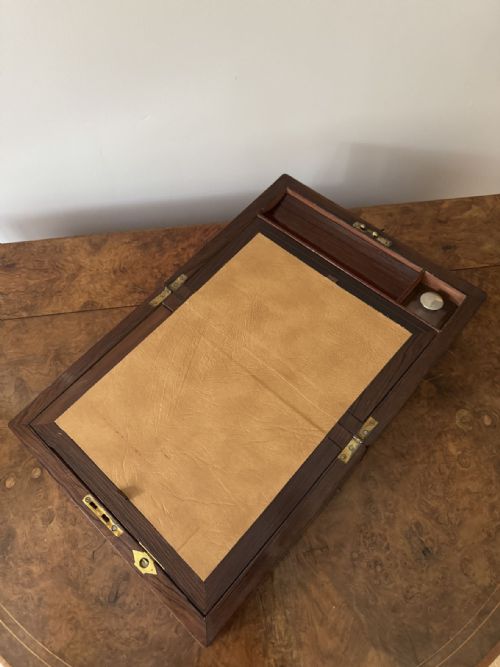 WONDERFUL QUALITY ANTIQUE VICTORIAN ROSEWOOD WRITING SLOPE - ADDITIONAL PHOTO 2