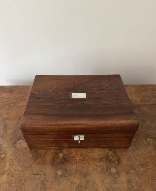 WONDERFUL QUALITY ANTIQUE VICTORIAN ROSEWOOD WRITING SLOPE - ADDITIONAL PHOTO 3