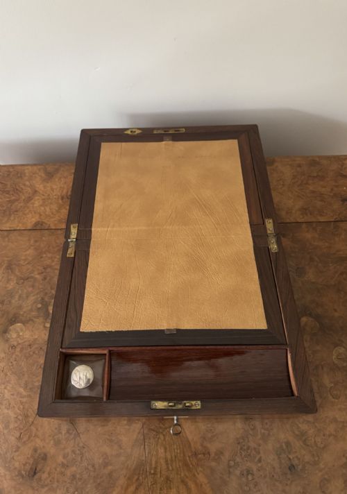 WONDERFUL QUALITY ANTIQUE VICTORIAN ROSEWOOD WRITING SLOPE - ADDITIONAL PHOTO 4