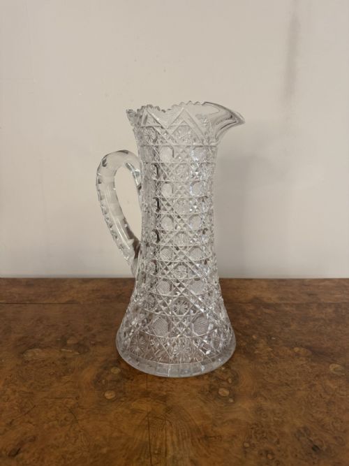 OUTSTANDING QUALITY LARGE ANTIQUE EDWARDIAN CUT GLASS JUG - ADDITIONAL PHOTO 6