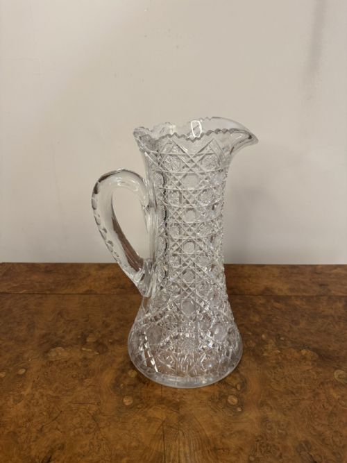 OUTSTANDING QUALITY LARGE ANTIQUE EDWARDIAN CUT GLASS JUG - ADDITIONAL PHOTO 2