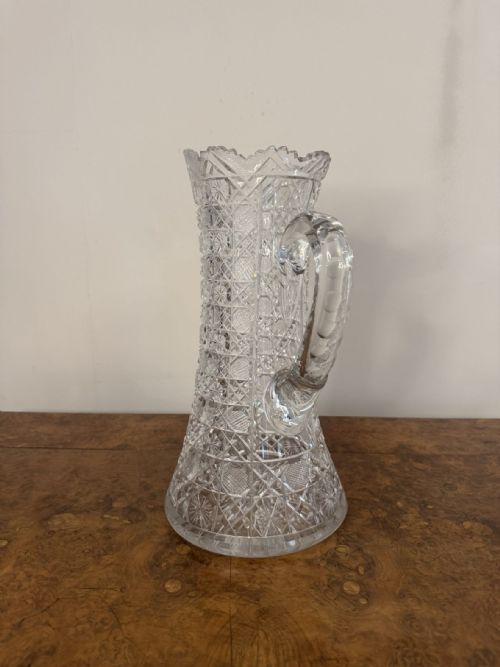 OUTSTANDING QUALITY LARGE ANTIQUE EDWARDIAN CUT GLASS JUG - ADDITIONAL PHOTO 3