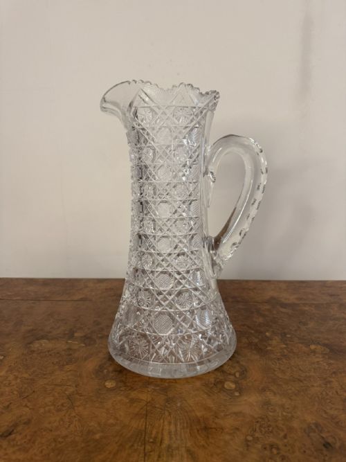 OUTSTANDING QUALITY LARGE ANTIQUE EDWARDIAN CUT GLASS JUG - ADDITIONAL PHOTO 4