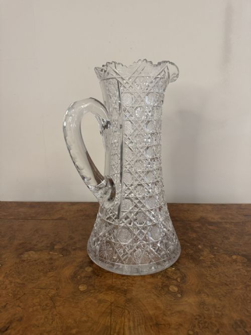 OUTSTANDING QUALITY LARGE ANTIQUE EDWARDIAN CUT GLASS JUG - ADDITIONAL PHOTO 5