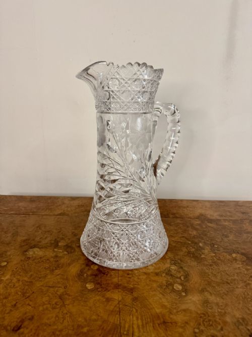 FANTASTIC QUALITY LARGE ANTIQUE EDWARDIAN CUT GLASS JUG - ADDITIONAL PHOTO 1