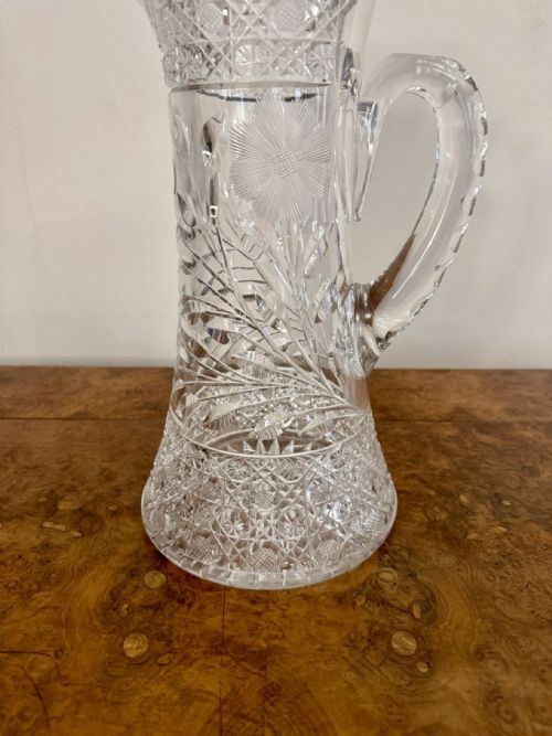 FANTASTIC QUALITY LARGE ANTIQUE EDWARDIAN CUT GLASS JUG - ADDITIONAL PHOTO 2