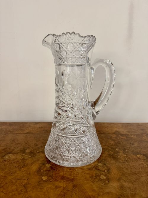 FANTASTIC QUALITY LARGE ANTIQUE EDWARDIAN CUT GLASS JUG - ADDITIONAL PHOTO 3