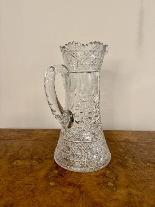 FANTASTIC QUALITY LARGE ANTIQUE EDWARDIAN CUT GLASS JUG - ADDITIONAL PHOTO 5
