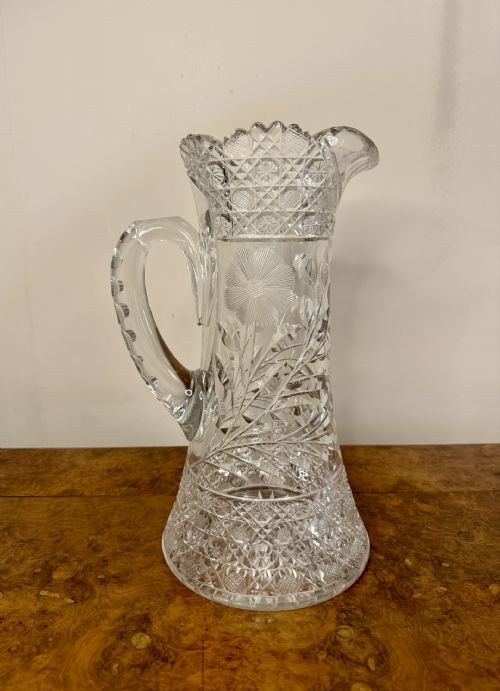 FANTASTIC QUALITY LARGE ANTIQUE EDWARDIAN CUT GLASS JUG - ADDITIONAL PHOTO 6