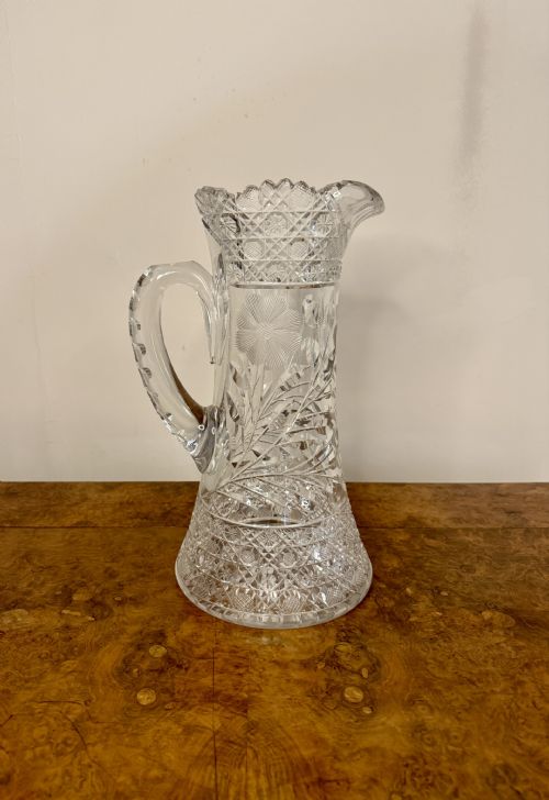 FANTASTIC QUALITY LARGE ANTIQUE EDWARDIAN CUT GLASS JUG - ADDITIONAL PHOTO 7