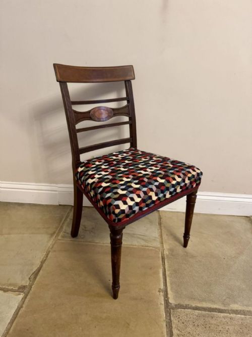 VIBRANT PAIR OF ANTIQUE REGENCY MAHOGANY INLAID PAIR OF CHAIRS - ADDITIONAL PHOTO 2