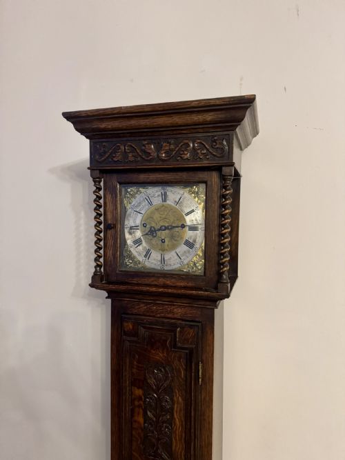 FINE QUALITY ANTIQUE EDWARDIAN OAK TRIPLE WEIGHT CHIMING GRANDMOTHER CLOCK - ADDITIONAL PHOTO 3