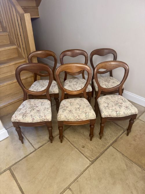 FINE QUALITY SET OF SIX ANTIQUE VICTORIAN MAHOGANY BALLOON BACK DINING CHAIRS - ADDITIONAL PHOTO 4