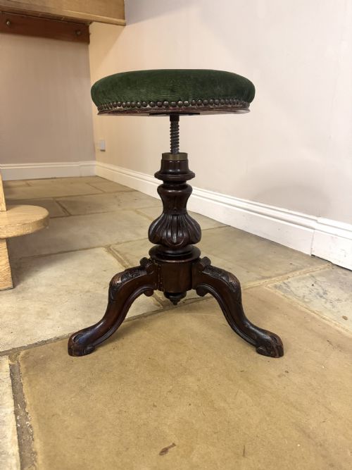 WONDERFUL QUALITY ANTIQUE VICTORIAN CARVED WALNUT REVOLVING STOOL - ADDITIONAL PHOTO 5