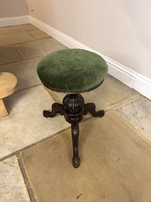 WONDERFUL QUALITY ANTIQUE VICTORIAN CARVED WALNUT REVOLVING STOOL - ADDITIONAL PHOTO 2