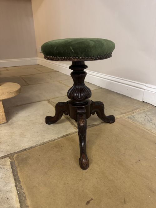 WONDERFUL QUALITY ANTIQUE VICTORIAN CARVED WALNUT REVOLVING STOOL - ADDITIONAL PHOTO 3