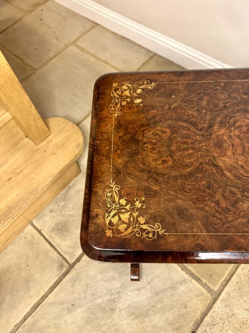 FANTASTIC QUALITY ANTIQUE VICTORIAN FIGURED WALNUT MARQUETRY INLAID CARD TABLE - ADDITIONAL PHOTO 7
