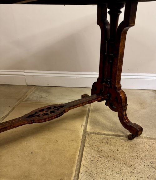 FANTASTIC QUALITY ANTIQUE VICTORIAN FIGURED WALNUT MARQUETRY INLAID CARD TABLE - ADDITIONAL PHOTO 1
