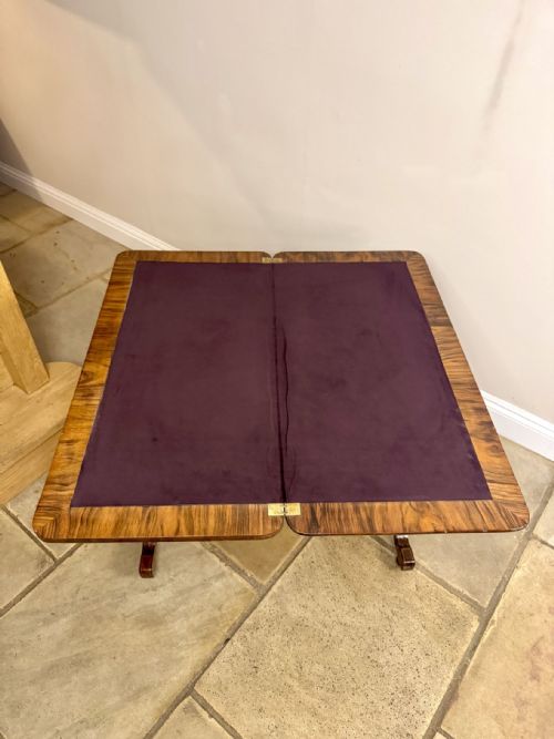FANTASTIC QUALITY ANTIQUE VICTORIAN FIGURED WALNUT MARQUETRY INLAID CARD TABLE - ADDITIONAL PHOTO 2