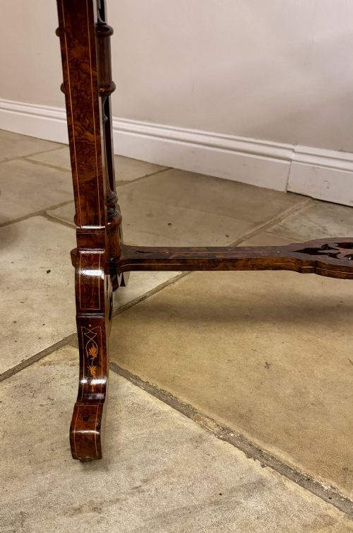 FANTASTIC QUALITY ANTIQUE VICTORIAN FIGURED WALNUT MARQUETRY INLAID CARD TABLE - ADDITIONAL PHOTO 3