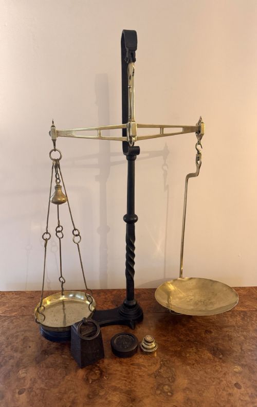 QUALITY PAIR OF ANTIQUE VICTORIAN BALANCE SCALES - ADDITIONAL PHOTO 3