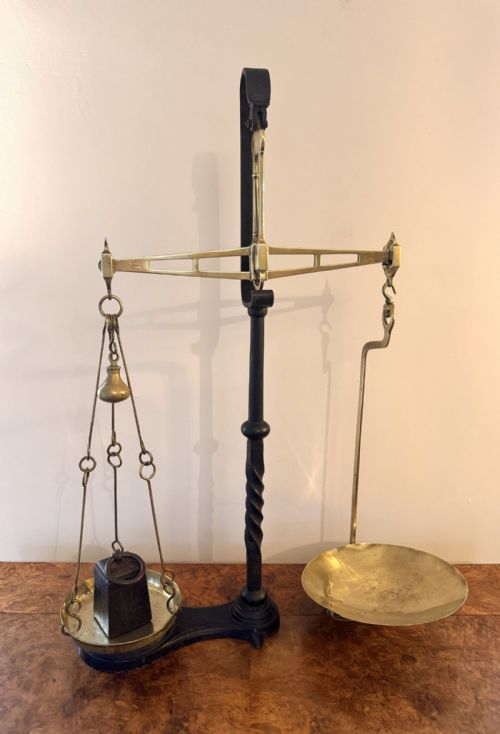 QUALITY PAIR OF ANTIQUE VICTORIAN BALANCE SCALES - ADDITIONAL PHOTO 4
