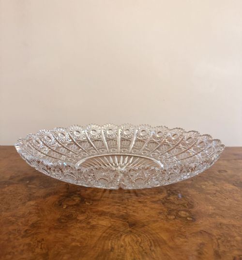 SUPERB QUALITY LARGE ANTIQUE EDWARDIAN CUT GLASS DISH - ADDITIONAL PHOTO 4