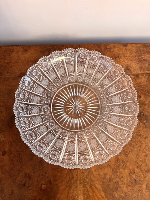 SUPERB QUALITY LARGE ANTIQUE EDWARDIAN CUT GLASS DISH - ADDITIONAL PHOTO 1