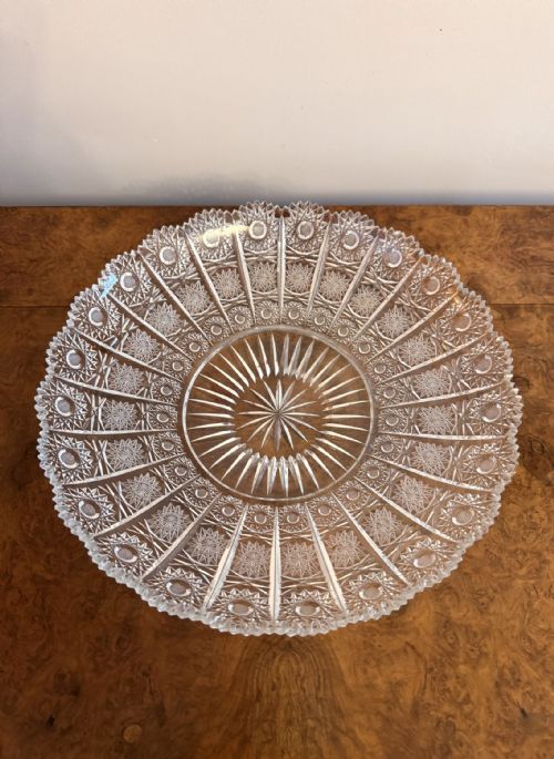SUPERB QUALITY LARGE ANTIQUE EDWARDIAN CUT GLASS DISH - ADDITIONAL PHOTO 2