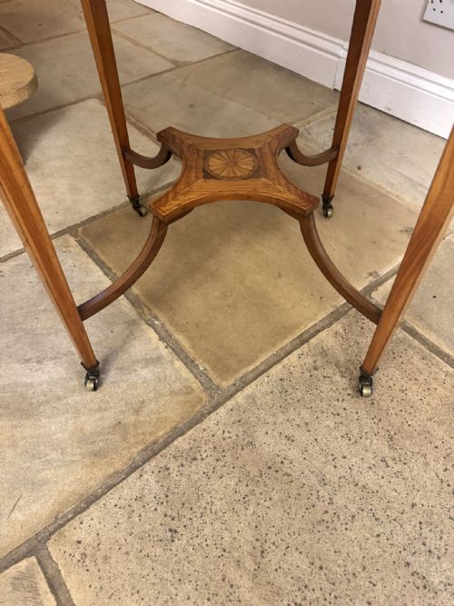PRETTY QUALITY ANTIQUE EDWARDIAN INLAID SATINWOOD CIRCULAR OCCASIONAL TABLE - ADDITIONAL PHOTO 3