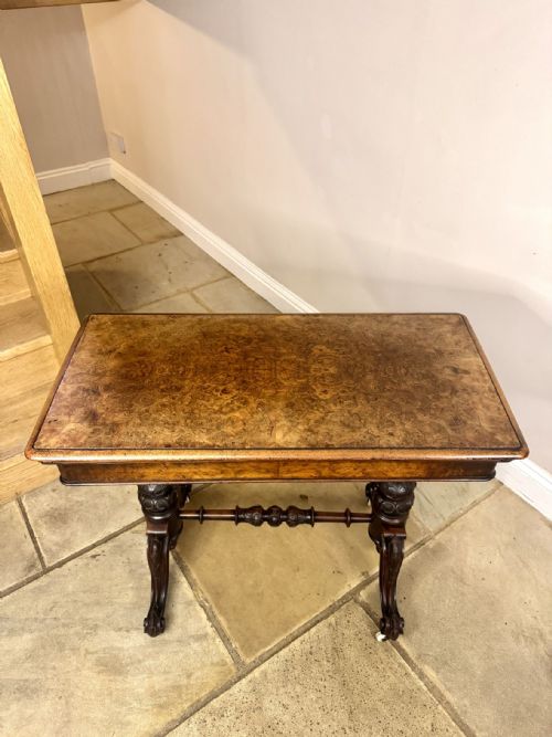 FINE QUALITY ANTIQUE VICTORIAN WALNUT CARD TABLE BY EDWARDS ROBERTS - ADDITIONAL PHOTO 1