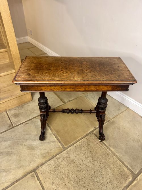 FINE QUALITY ANTIQUE VICTORIAN WALNUT CARD TABLE BY EDWARDS ROBERTS - ADDITIONAL PHOTO 4