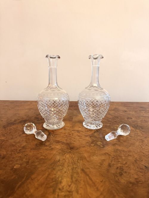 PRETTY PAIR OF ANTIQUE EDWARDIAN DECANTERS - ADDITIONAL PHOTO 2