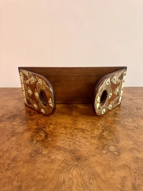 QUALITY ANTIQUE VICTORIAN WALNUT BRASS MOUNTED SLIDING BOOKENDS - ADDITIONAL PHOTO 1