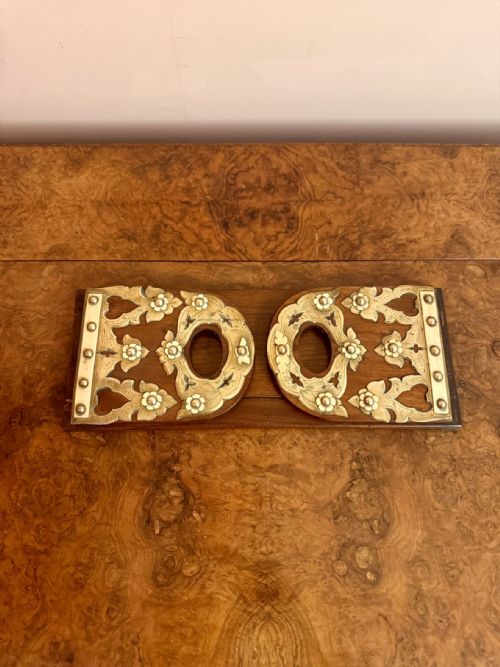 QUALITY ANTIQUE VICTORIAN WALNUT BRASS MOUNTED SLIDING BOOKENDS - ADDITIONAL PHOTO 2