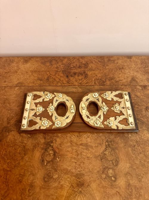 QUALITY ANTIQUE VICTORIAN WALNUT BRASS MOUNTED SLIDING BOOKENDS - ADDITIONAL PHOTO 3