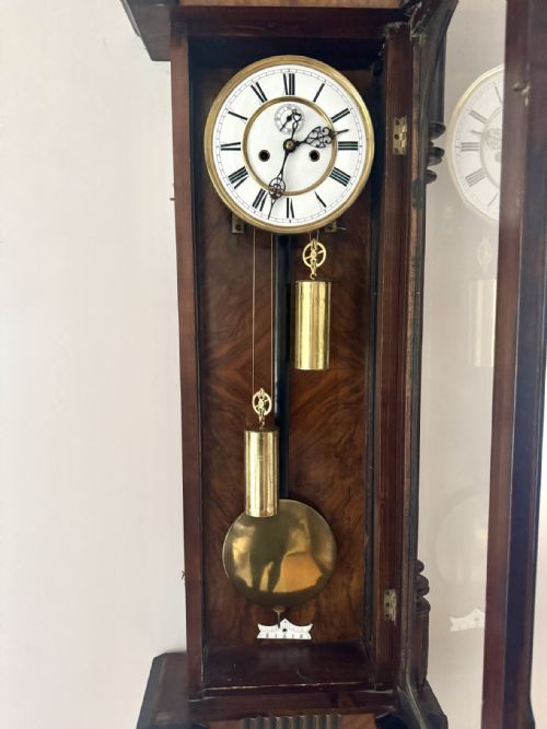 FANTASTIC QUALITY ANTIQUE 19TH CENTURY WALNUT DOUBLE WEIGHT WALL CLOCK - ADDITIONAL PHOTO 6