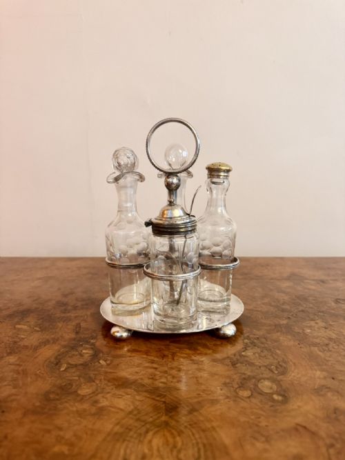 LOVELY QUALITY ANTIQUE EDWARDIAN SILVER PLATE CRUET SET - ADDITIONAL PHOTO 3