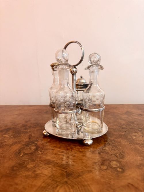 LOVELY QUALITY ANTIQUE EDWARDIAN SILVER PLATE CRUET SET - ADDITIONAL PHOTO 1