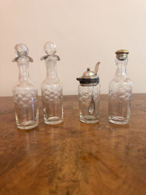 LOVELY QUALITY ANTIQUE EDWARDIAN SILVER PLATE CRUET SET - ADDITIONAL PHOTO 4