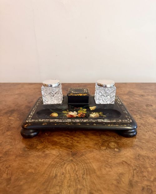 STUNNING QUALITY ANTIQUE VICTORIAN PAPIERMACHE DESK SET - ADDITIONAL PHOTO 5
