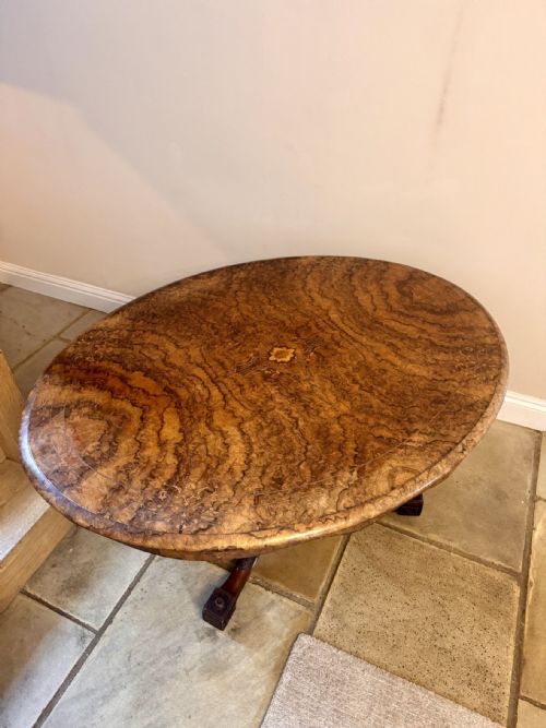 FINE QUALITY ANTIQUE VICTORIAN BURR WALNUT LOO TABLE - ADDITIONAL PHOTO 4