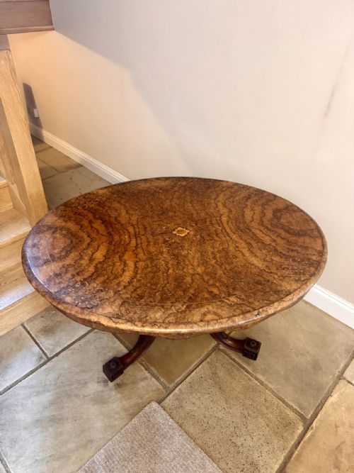 FINE QUALITY ANTIQUE VICTORIAN BURR WALNUT LOO TABLE - ADDITIONAL PHOTO 5