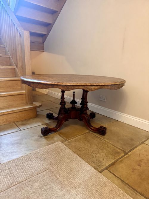 FINE QUALITY ANTIQUE VICTORIAN BURR WALNUT LOO TABLE - ADDITIONAL PHOTO 6