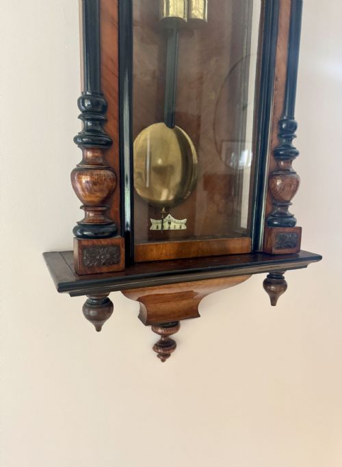 QUALITY ANTIQUE VICTORIAN WALNUT DOUBLE WEIGHT WALL CLOCK - ADDITIONAL PHOTO 4