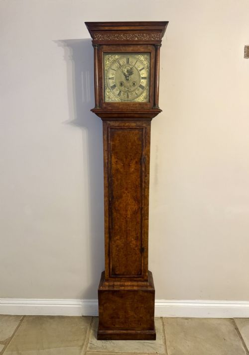 OUTSTANDING QUALITY ORIGINAL HENRY MASSY BURR WALNUT LONGCASE CLOCK - ADDITIONAL PHOTO 3