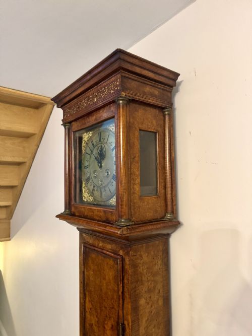 OUTSTANDING QUALITY ORIGINAL HENRY MASSY BURR WALNUT LONGCASE CLOCK - ADDITIONAL PHOTO 6