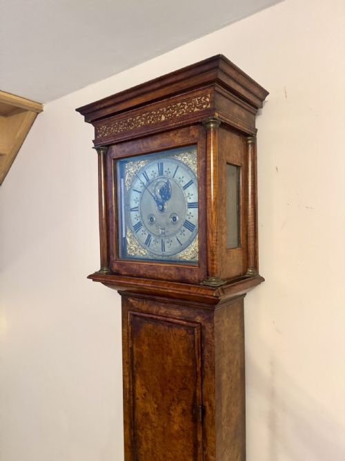 OUTSTANDING QUALITY ORIGINAL HENRY MASSY BURR WALNUT LONGCASE CLOCK - ADDITIONAL PHOTO 7