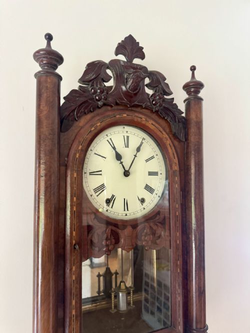 QUALITY 19TH CENTURY DROP DIAL WALNUT WALL CLOCK - ADDITIONAL PHOTO 1